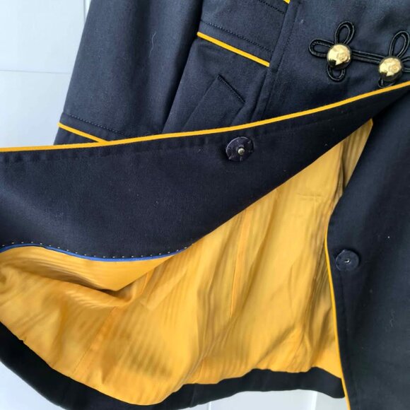 PRICH Wool Military Trench Coat – Navy with Gold Trim - Picture 9 of 10